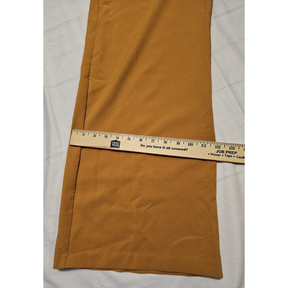 Mosaic & Co Mustard High-Rise Wide Leg Trouser Pants Tie Front Belt Women's Lg - Picture 8 of 9